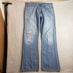 Levis 527 Y2K Low Boot Cut Jeans Mens 36x34 FADED Distressed Ripped Denim
